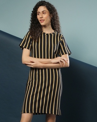 Shop Campus Sutra Women's Multicolor Stripe Regular Fit Dress-Front