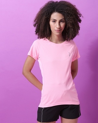 Shop Campus Sutra Women's Pink Regular Fit T-shirt-Front