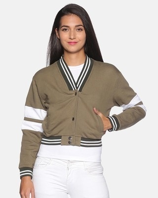 Shop Women's Self Design Grey Stylish Casual Sweatshirt-Front