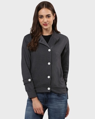 Shop Women's Grey Stylish Casual Jacket-Front