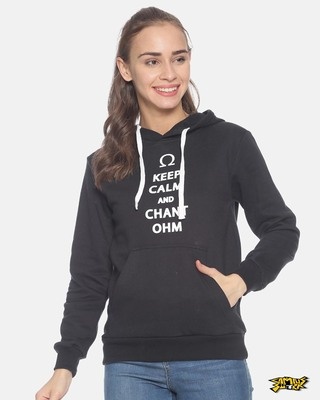 Shop Campus Sutra Women Stylish Printed Hooded Sweatshirt-Front