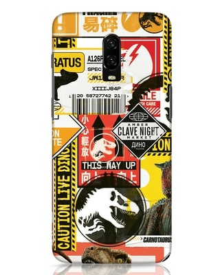 Shop Caution - Live Dinosaur Designer Hard Cover for OnePlus 6T-Front