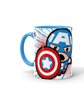 Shop Avengers Captain America Kawaii Ceramic Mug,  (320ml,  Red , Single Piece)-Front
