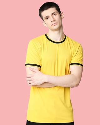Shop Ceylon Yellow Round Neck Varsity T-shirt-Front