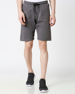 Shop Charcoal Grey Men's Casual Shorts With Zipper-Front