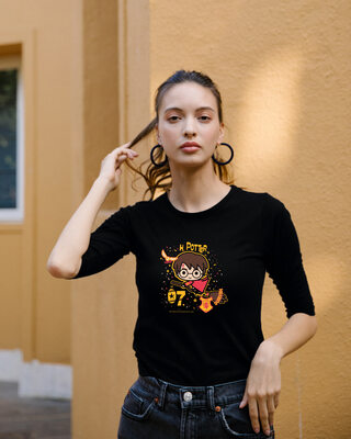 Shop Women's Chibi HP (HP) 3/4th Sleeve Slim Fit T-shirt-Front