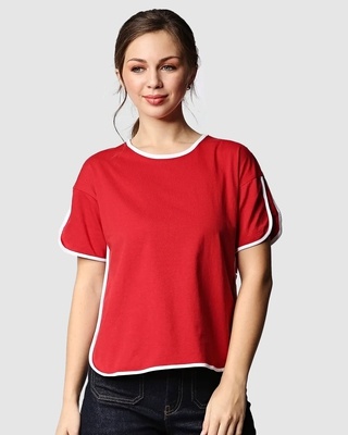 Shop Chili Pepper Half Sleeves Tape T-shirt-Front