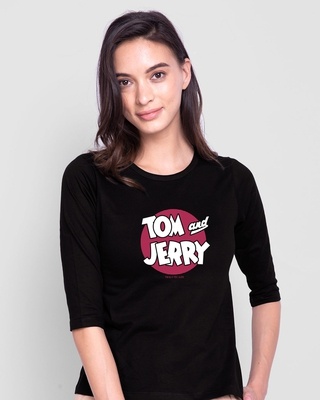Shop Classic Tj Logo Printed Round Neck 3/4th Sleeve T-Shirt (TJL) Black-Front