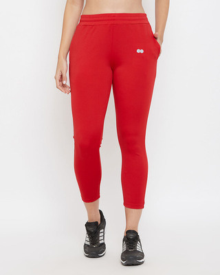Shop Clovia Activewear Ankle Length Tights in Red-Front