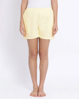 Shop Clovia Boxer Shorts in Light Yellow - Cotton Rich-Front