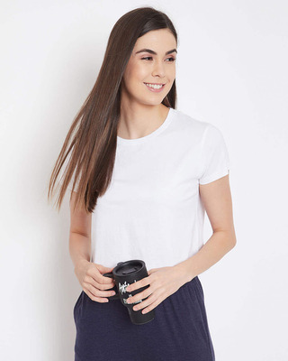 Shop Chic Basic Cropped Sleep Women's Tee in White-Front