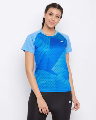 Shop Comfort Fit Active Printed T-Shirt In Blue-Front