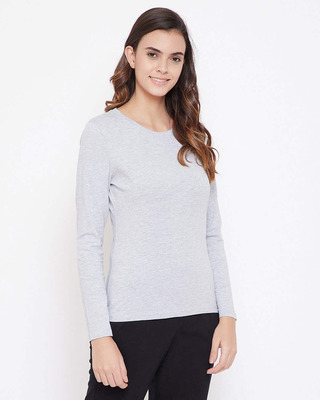 Shop Cotton Chic Basic Full Sleeve T-shirt For Women's-Front