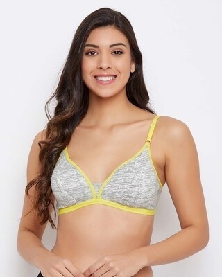 Shop Clovia Non-Padded Non-Wired Full Coverage Bra in Grey Melange - Cotton-Front