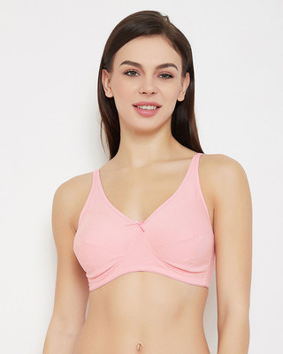 Shop Clovia Non-Padded Non-Wired Full Figure Bra in Baby Pink - Cotton-Front