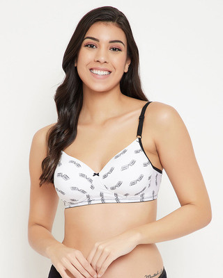 Shop Padded Non Wired Full Coverage Printed T-Shirt Bra-Front