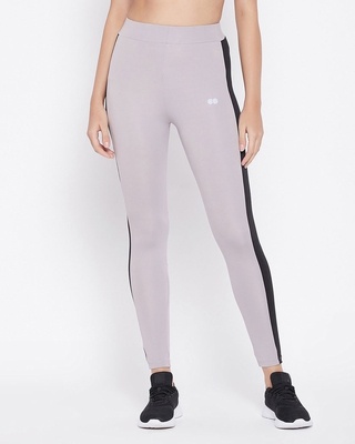 Shop Clovia Snug Fit Active High-Rise Ankle-Length Tights in Grey-Front