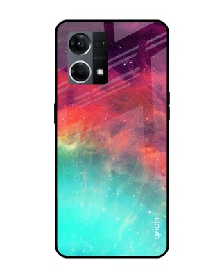 Shop Colorful Aura Printed Premium Glass Cover for OPPO F21 Pro (Shockproof, Light Weight)-Front