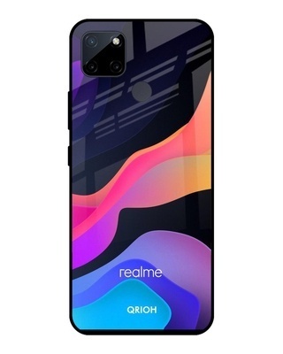 Shop Colorful Fluid Printed Premium Glass Cover for Realme C21Y (Shockproof, Light Weight)-Front