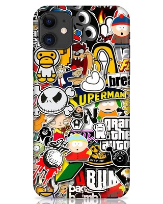 Shop Comic Characters Printed Designer Hard Cover for iPhone 11 (Impact Resistant, Matte Finish)-Front