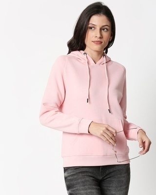 Shop Coral Blush Basic Hoodie Sweatshirt-Front