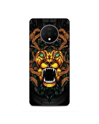 Shop CoversPanda Black Premium Lions Roaring Snakes Painting Printed Mobile Cover for (OnePlus 7T)-Front