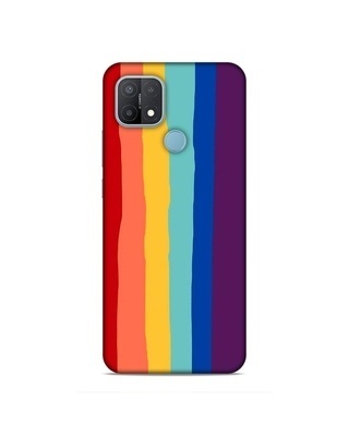 Shop CoversPanda Multicolor Premium Rainbow Stripes 3D Printed Hard Back Case for (Oppo A15)-Front