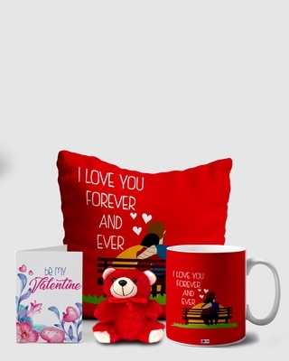 Shop Crazy Corner Red Love Forever & Ever Valentine Teddy Combo Gift Set-Front