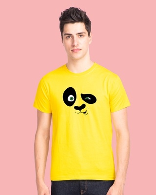 Shop Crazy Panda Half Sleeve T-Shirt Pineapple Yellow -Front