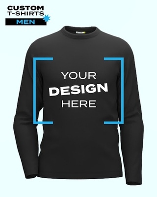 Shop Customizable Men's Black Full Sleeves T-Shirt-Front