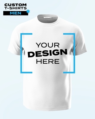 Shop Customizable Men's White Round Neck T-Shirt-Front