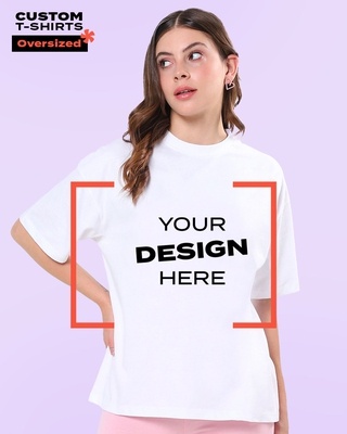 Shop Women's White Customizable Oversized T-shirt-Front