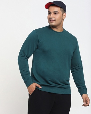Shop Deep Teal Plus Size Crewneck Sweatshirt-Front