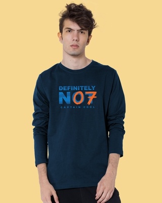Shop Definitely Not 7 Full Sleeve T-Shirt Navy Blue-Front