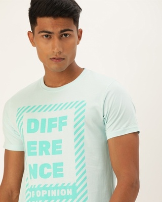 Shop Difference of Opinion Blue Typography T-Shirt 07-Front