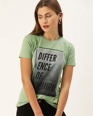 Shop Difference of Opinion Green Graphic Print T-Shirt-Front