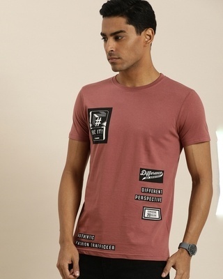 Shop Men's Pink Graphic Print T-shirt-Front