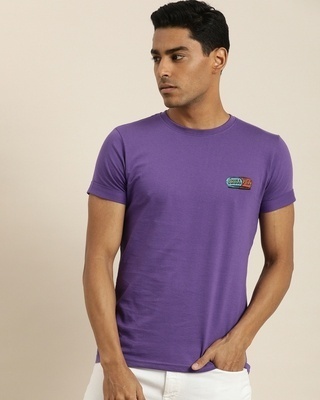 Shop Men's Purple Graphic Print T-shirt-Front