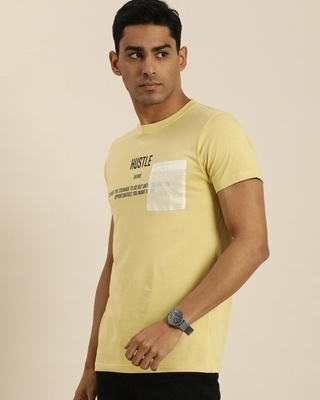 Shop Men's Yellow Graphic Print T-shirt-Front