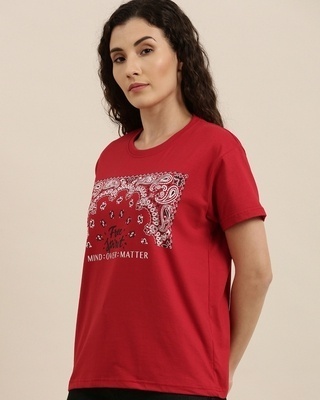 Shop Difference of Opinion Women's Red Graphic Boxy T-Shirt-Front