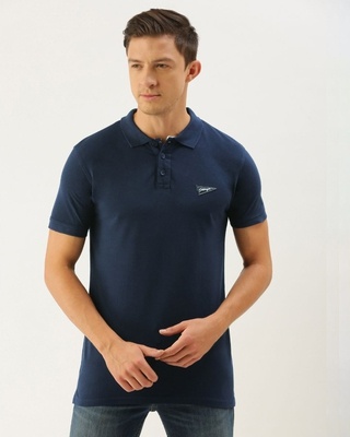 Shop Men's Blue Solid T-shirt-Front