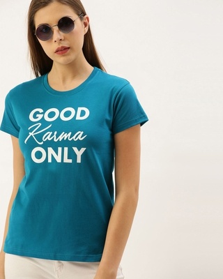 Shop Women's Blue Striped T-shirt-Front
