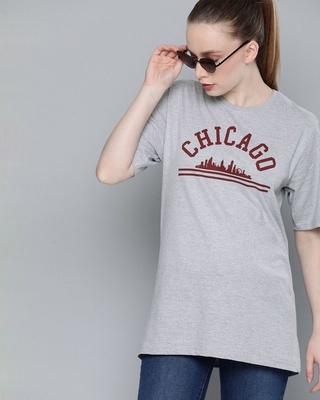 Shop Women's Grey Typography T-shirt-Front
