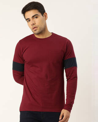 Shop Men's Maroon Colourblocked T-shirt-Front