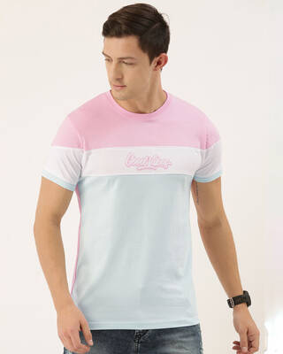 Shop Men's Pink Colourblocked T-shirt-Front