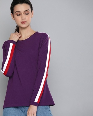 Shop Women's Purple Solid T-Shirt-Front