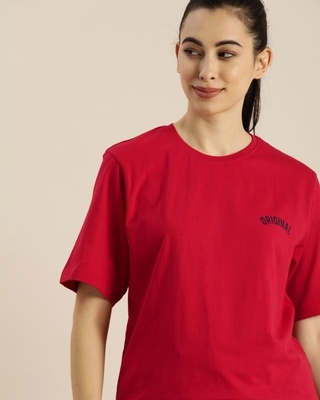 Shop Women's Red Solid T-shirt-Front