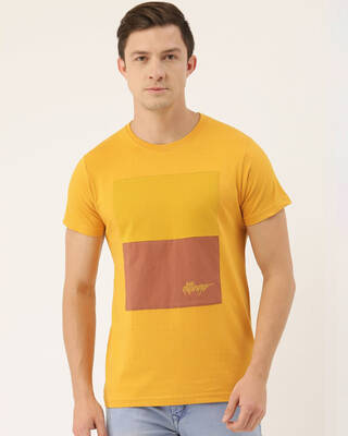 Shop Men's Yellow Colourblocked T-shirt-Front