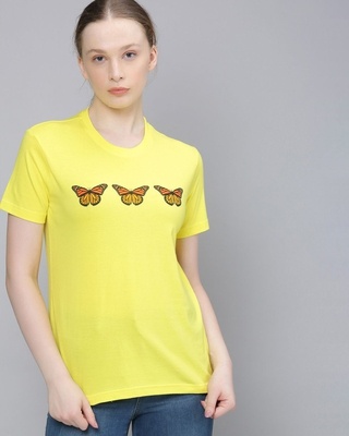 Shop Women's Yellow Graphic Print T-Shirt-Front