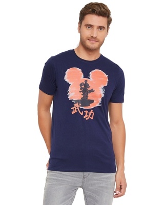 Shop Wear Your Mind Mickey Mouse Family Navy Blue Character Print Mens T-shirt-Front